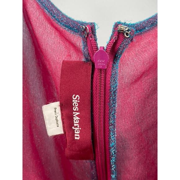 SIES MARJAN Women's Purple-Pink Iridescent Sheer Twist-Front Mini Dress SZ S - Picture 10 of 11